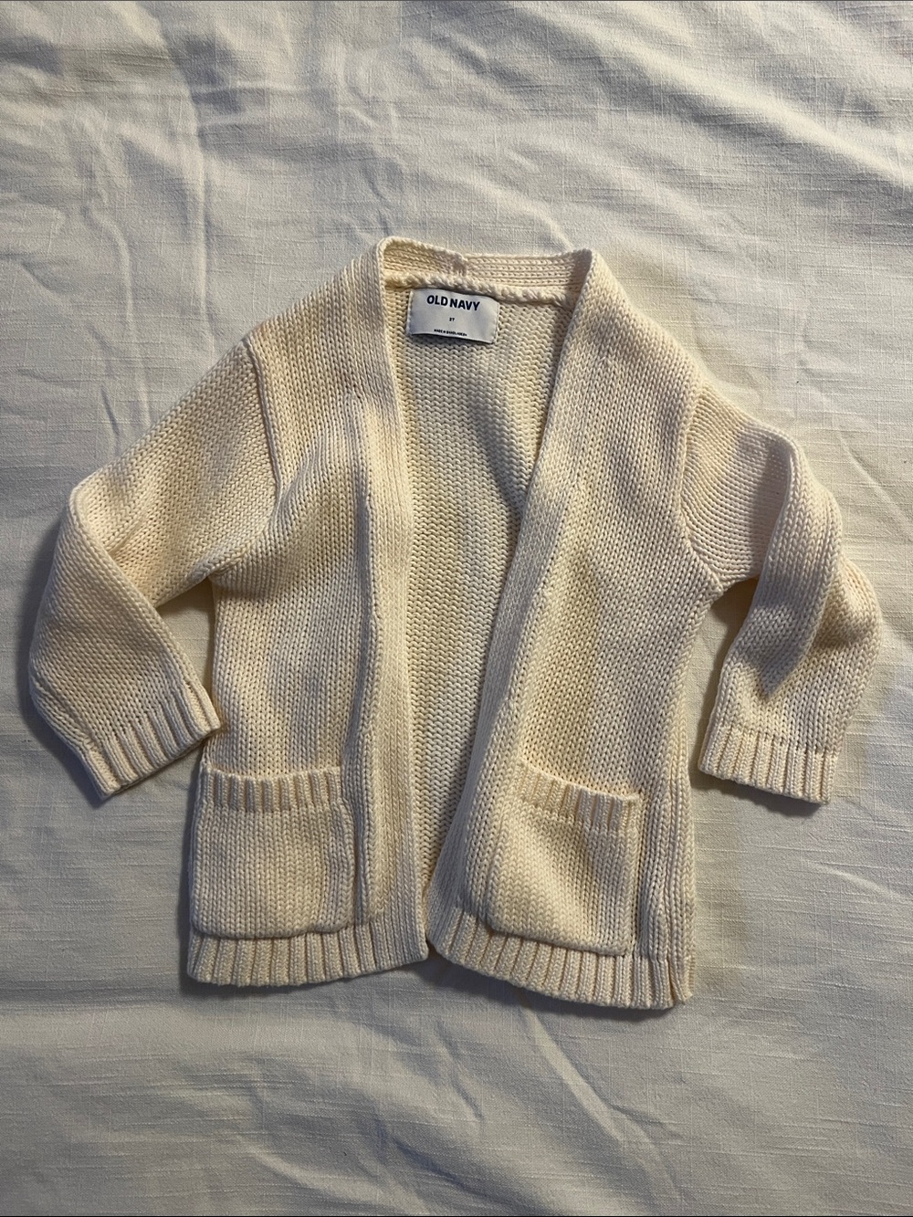 Toddler Girl Old Navy Ivory Open-Front Knit Cardigan - 2T